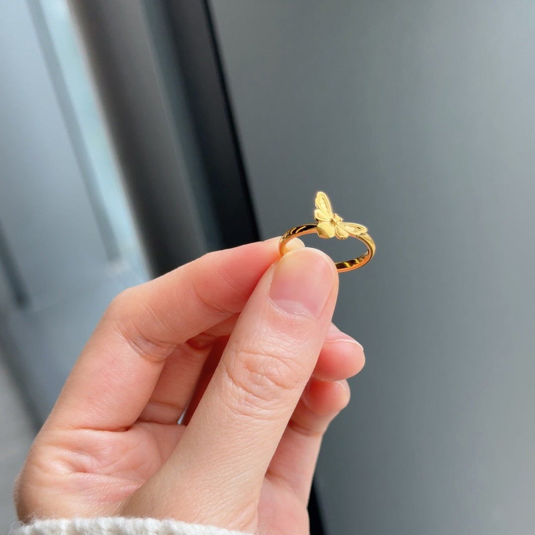 Cute Bee Open Ring For Women In Electroplated Copper, Perfect For Spring Wear