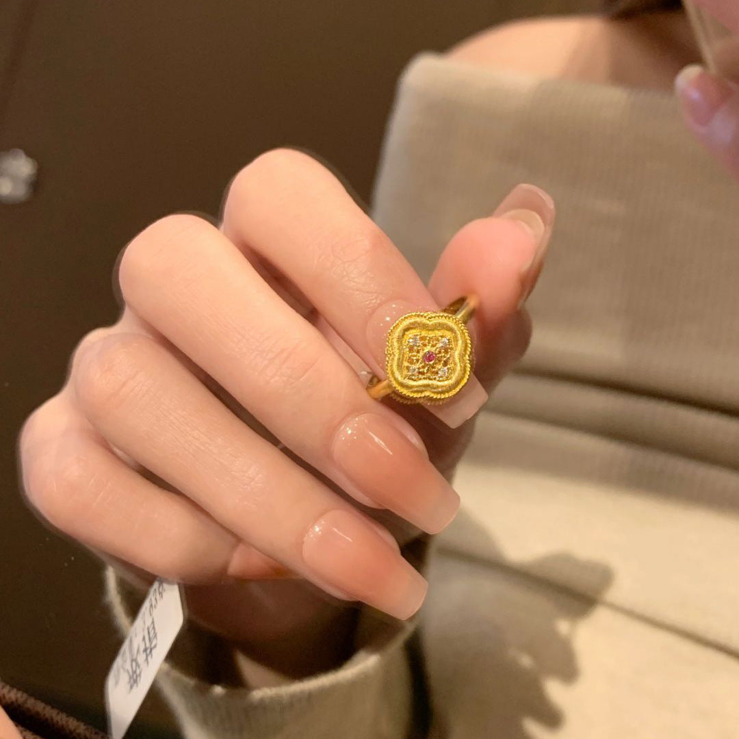Ethnic Style Open Ring For Women In Gold, Electroplated Copper, Perfect For Spring