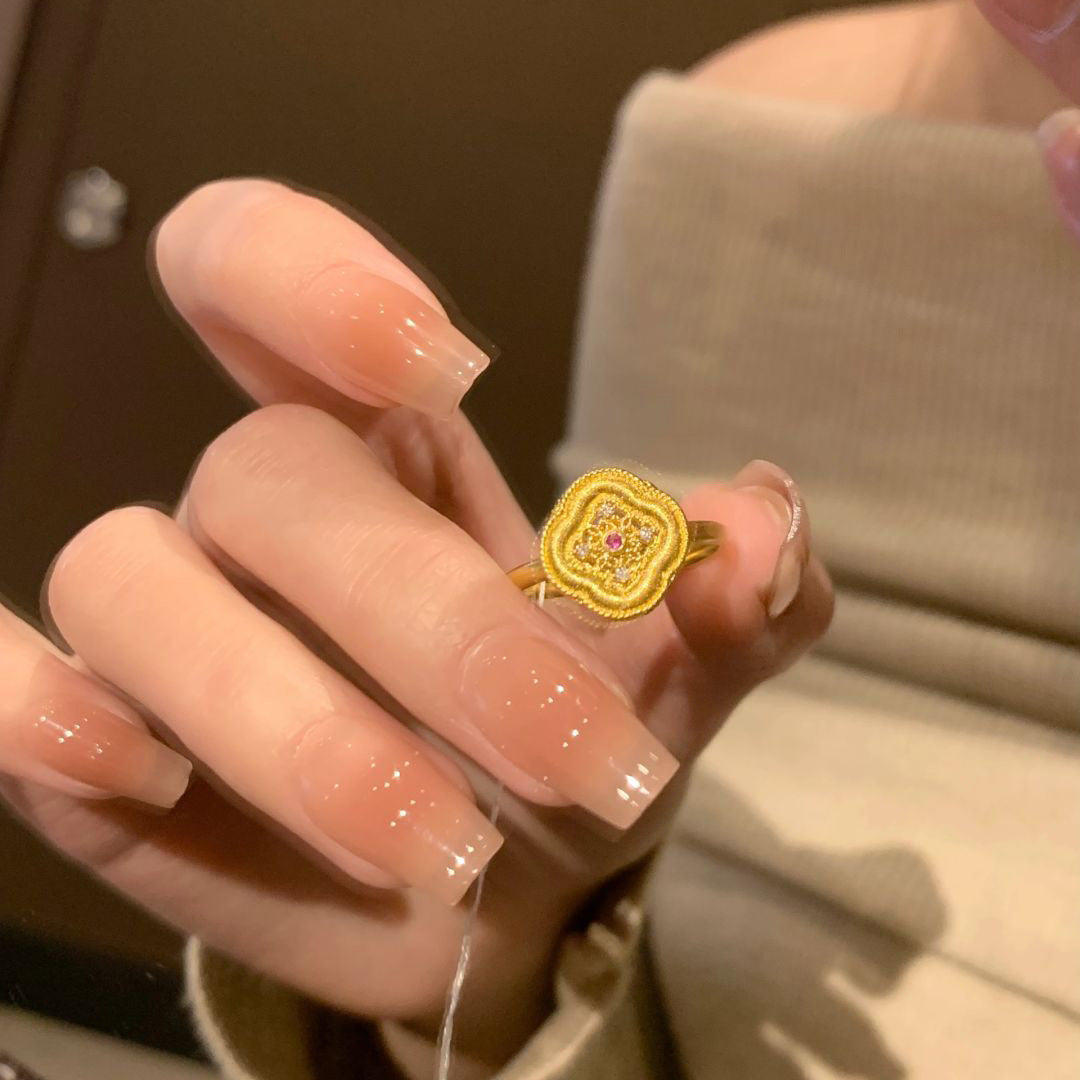 Ethnic Style Open Ring For Women In Gold, Electroplated Copper, Perfect For Spring