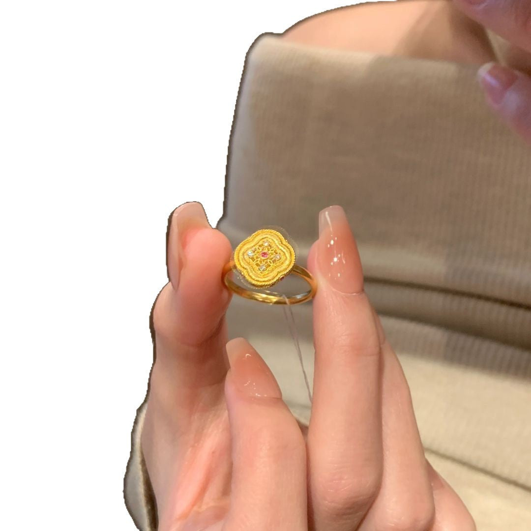 Ethnic Style Open Ring For Women In Gold, Electroplated Copper, Perfect For Spring