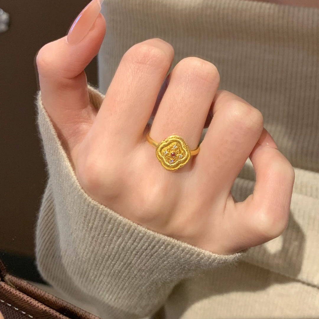Ethnic Style Open Ring For Women In Gold, Electroplated Copper, Perfect For Spring