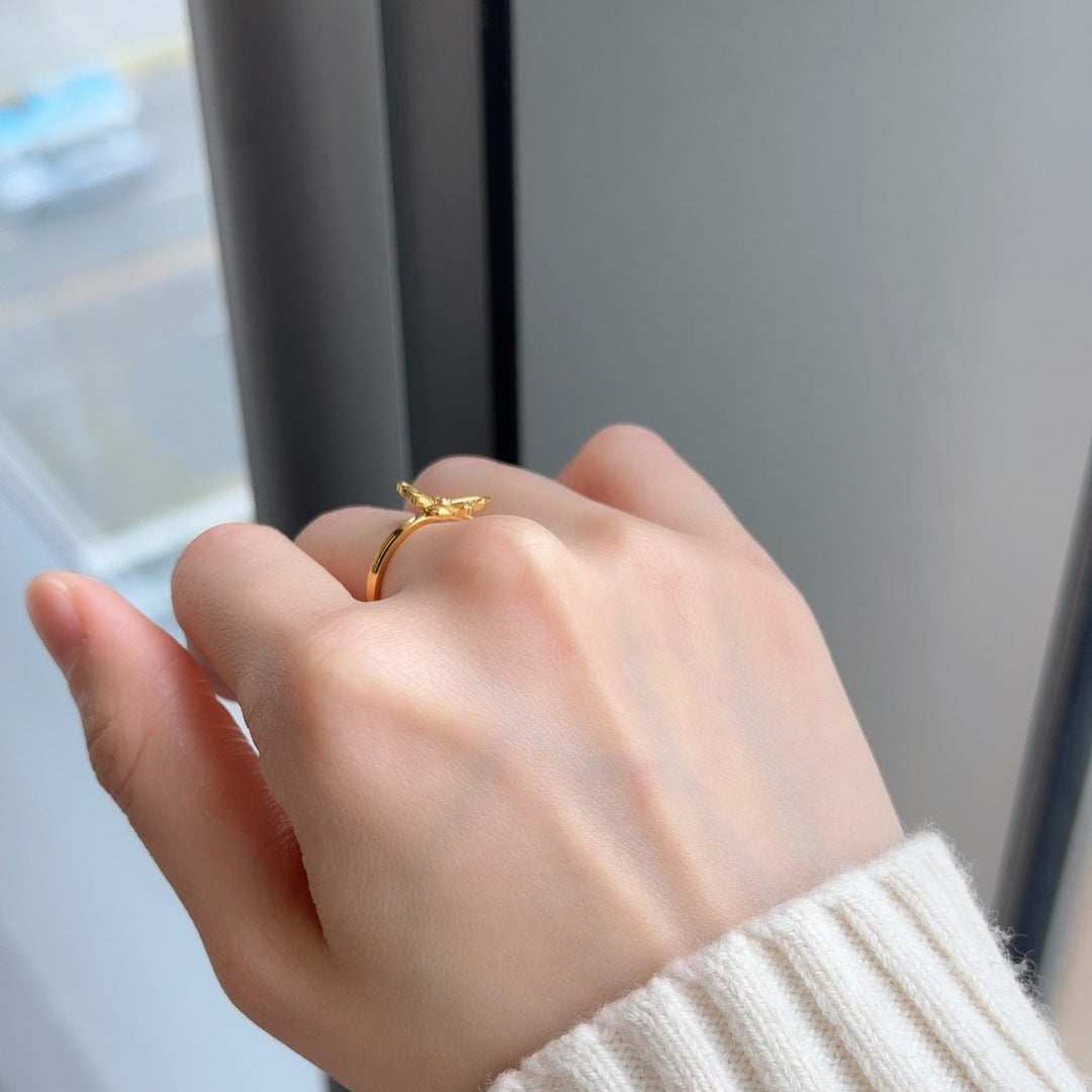 Cute Bee Open Ring For Women In Electroplated Copper, Perfect For Spring Wear