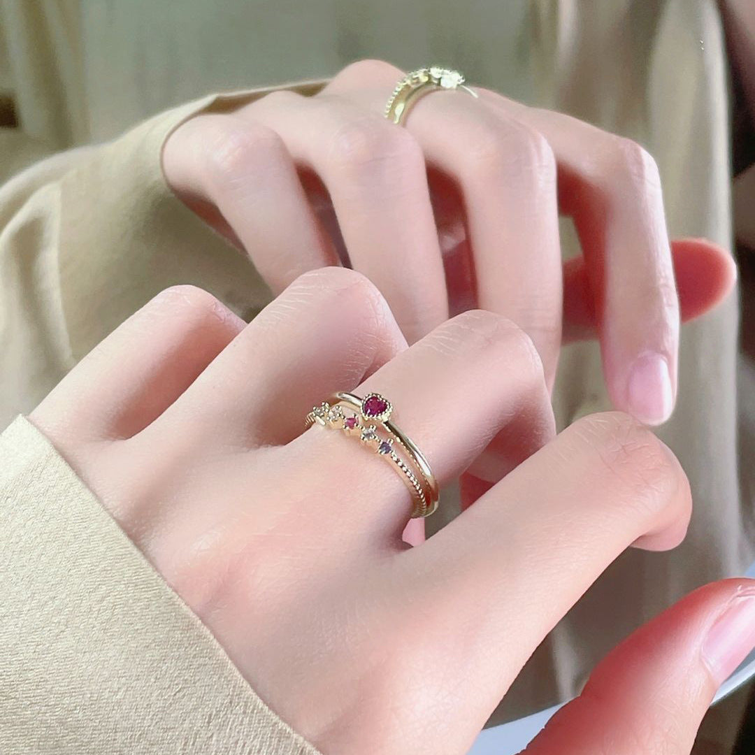 Elegant Heart Shape Ring For Women In Gold Electroplated Copper