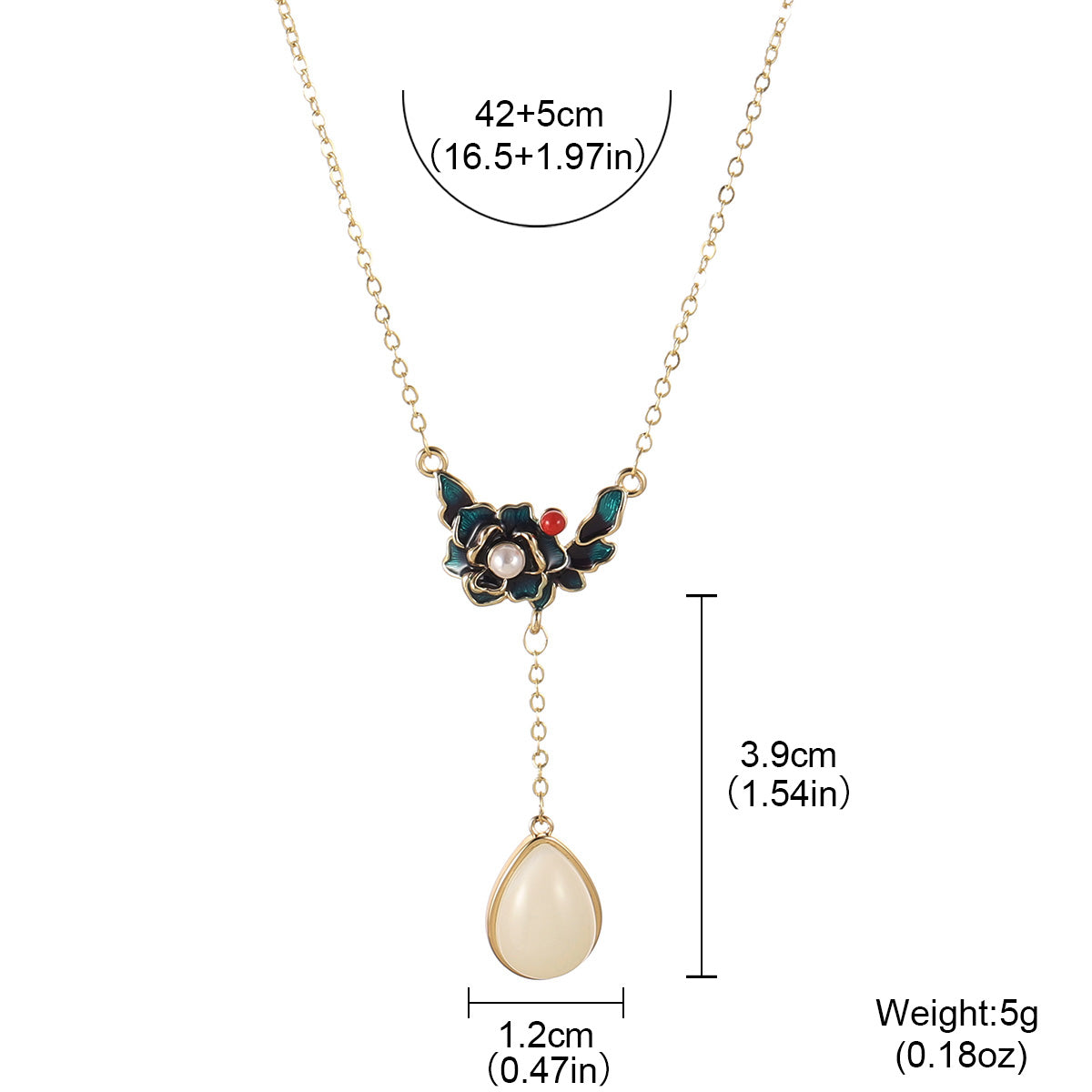 Handmade Flowers Necklace For Women In Brass With 18K Real Gold Plated Electroplated Finish Featuring Imitation Pearl On Cable Chain