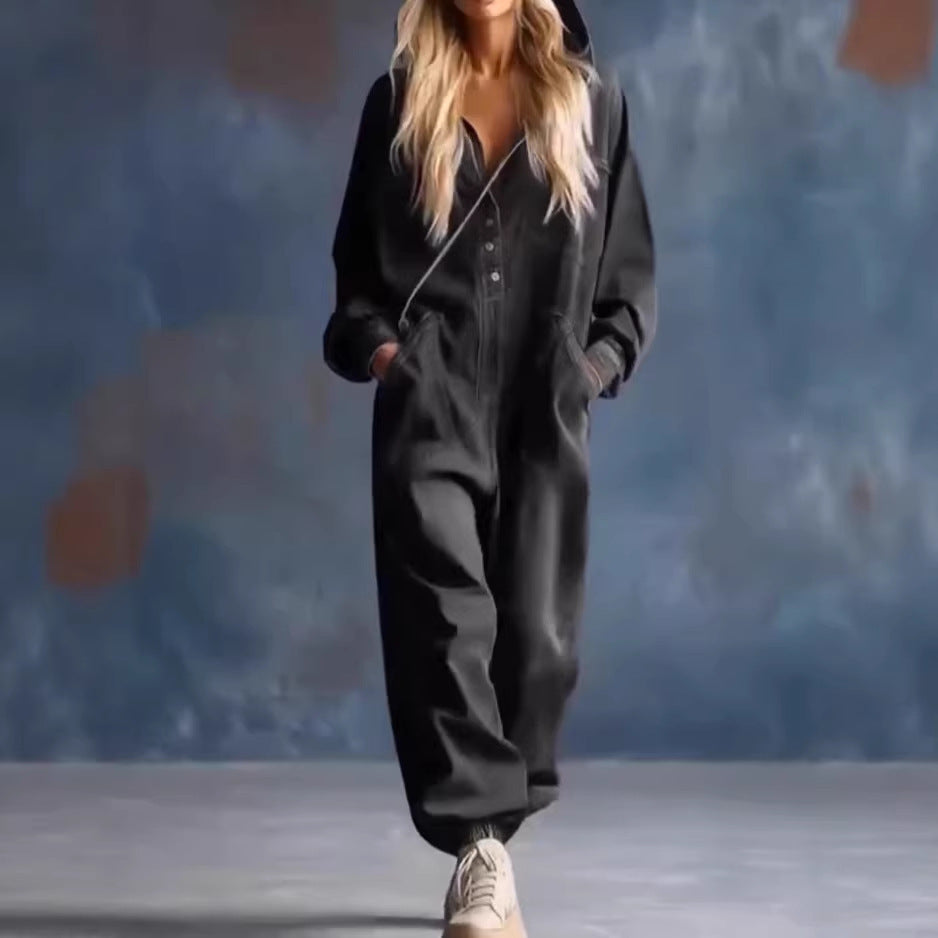 Casual Full Length Jumpsuit For Women In Polyester Fabric Featuring Printing Design