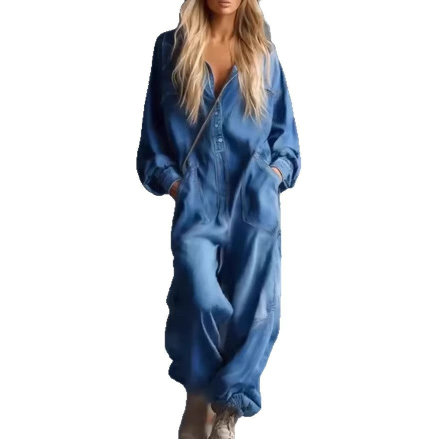 Casual Full Length Jumpsuit For Women In Polyester Fabric Featuring Printing Design