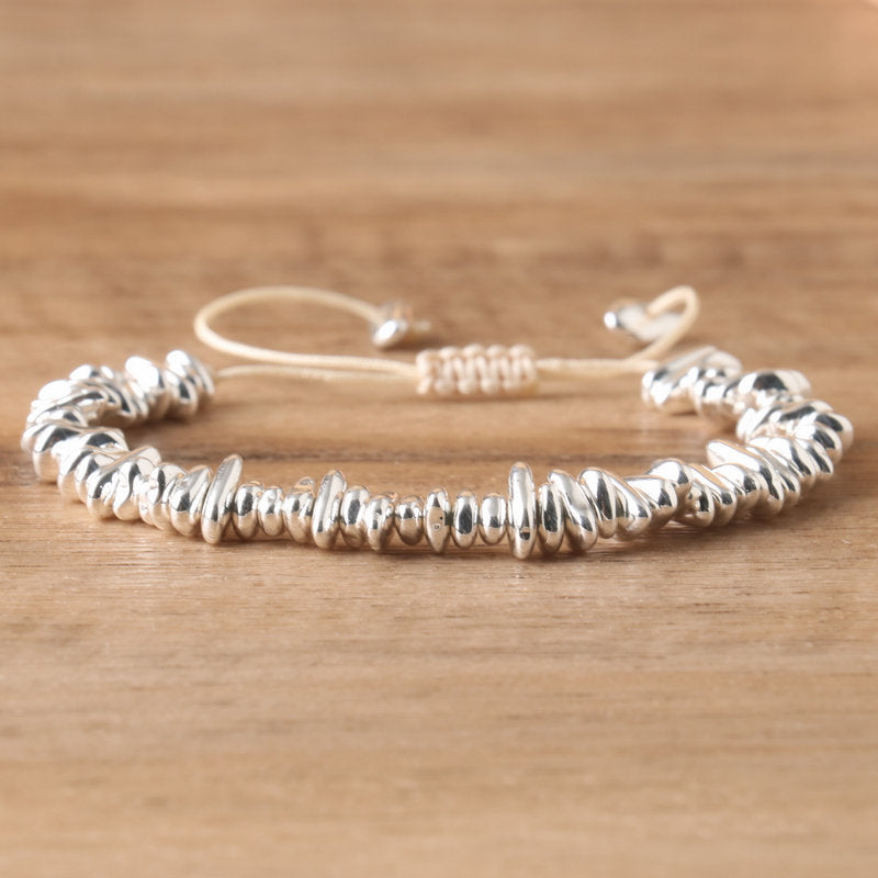 Ethnic Style Rhombus Braid Bracelet For Women In Silver With Crystal Material