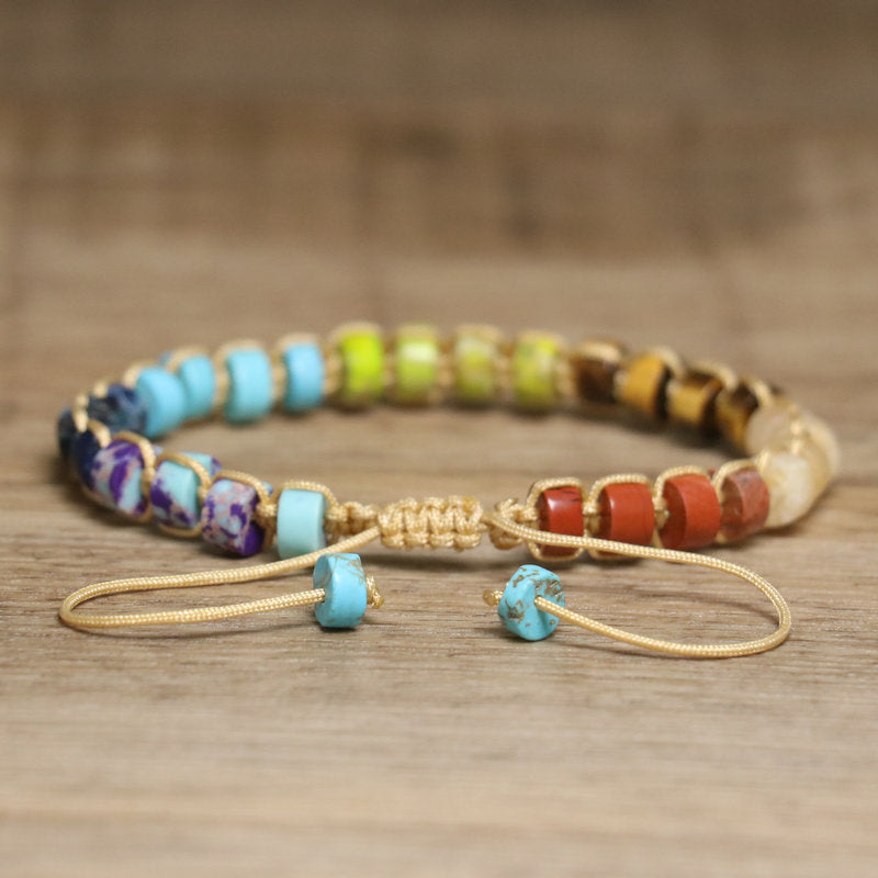 Bohemian Multicolor Natural Stone Knot Braid Bracelet For Women Featuring Unique Handcrafted Design
