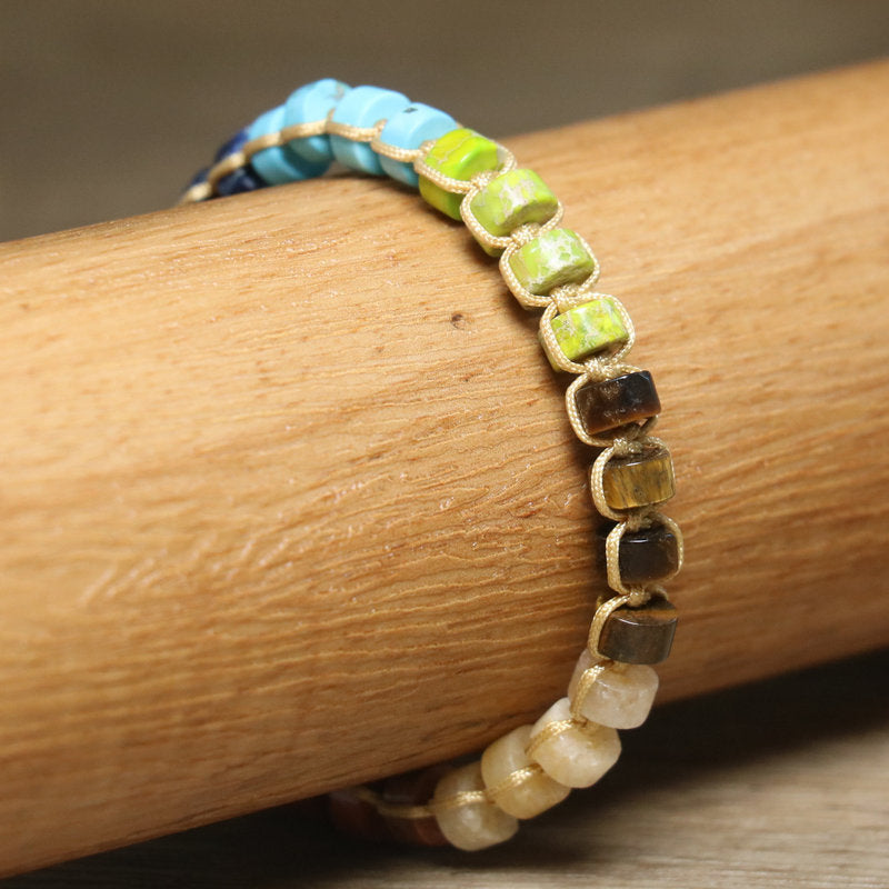 Handmade Agate Circle Bracelet In Bohemian Style For Women, Multicolor Bangle