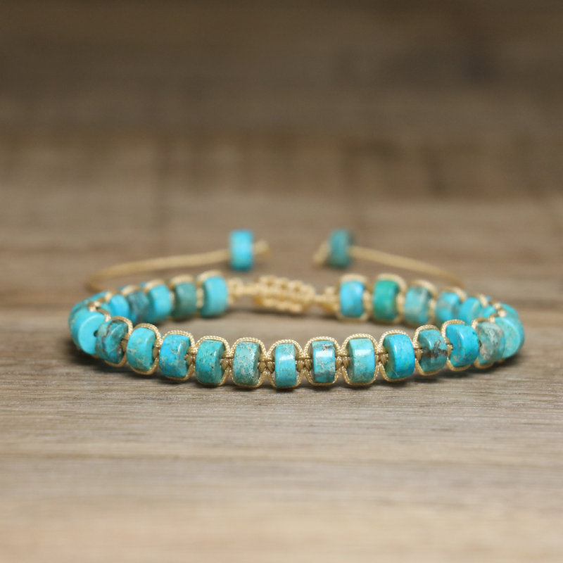 Bohemian Multicolor Natural Stone Knot Braid Bracelet For Women Featuring Unique Handcrafted Design
