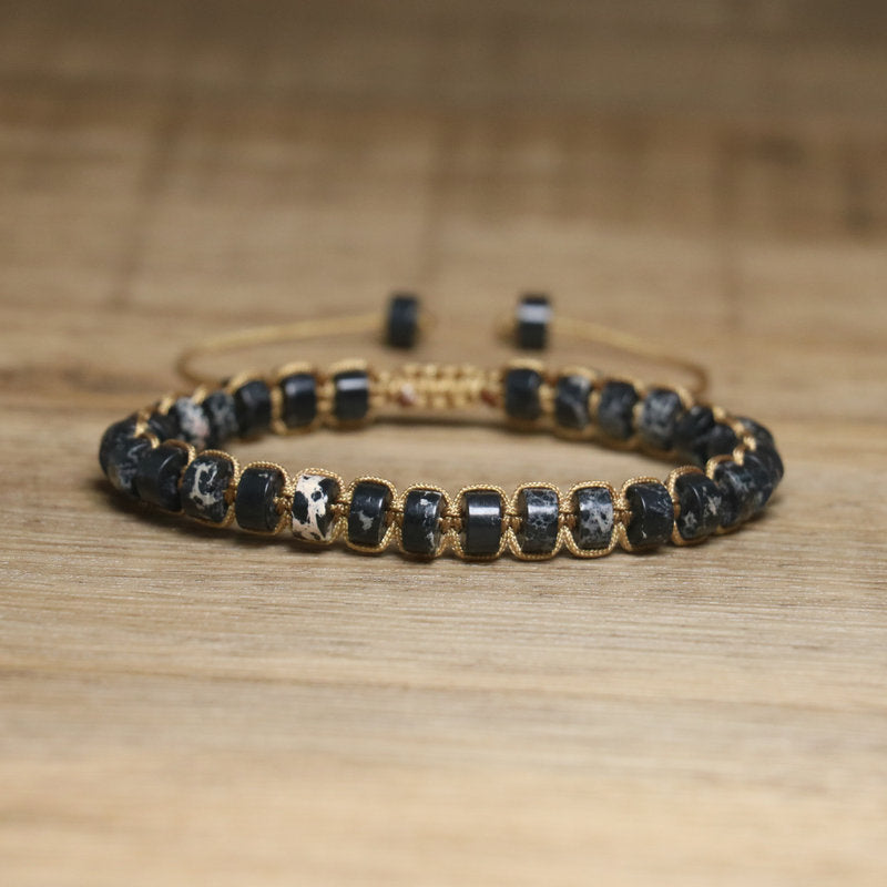 Bohemian Multicolor Natural Stone Knot Braid Bracelet For Women Featuring Unique Handcrafted Design