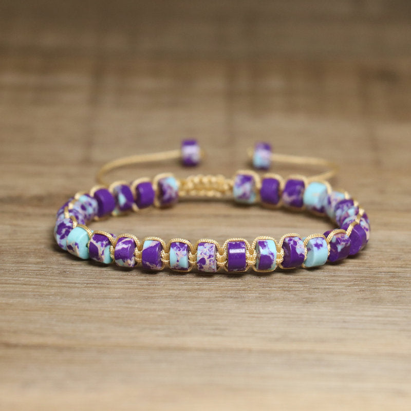 Handmade Agate Circle Bracelet In Bohemian Style For Women, Multicolor Bangle