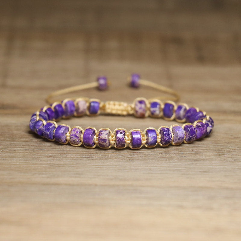 Bohemian Multicolor Natural Stone Knot Braid Bracelet For Women Featuring Unique Handcrafted Design