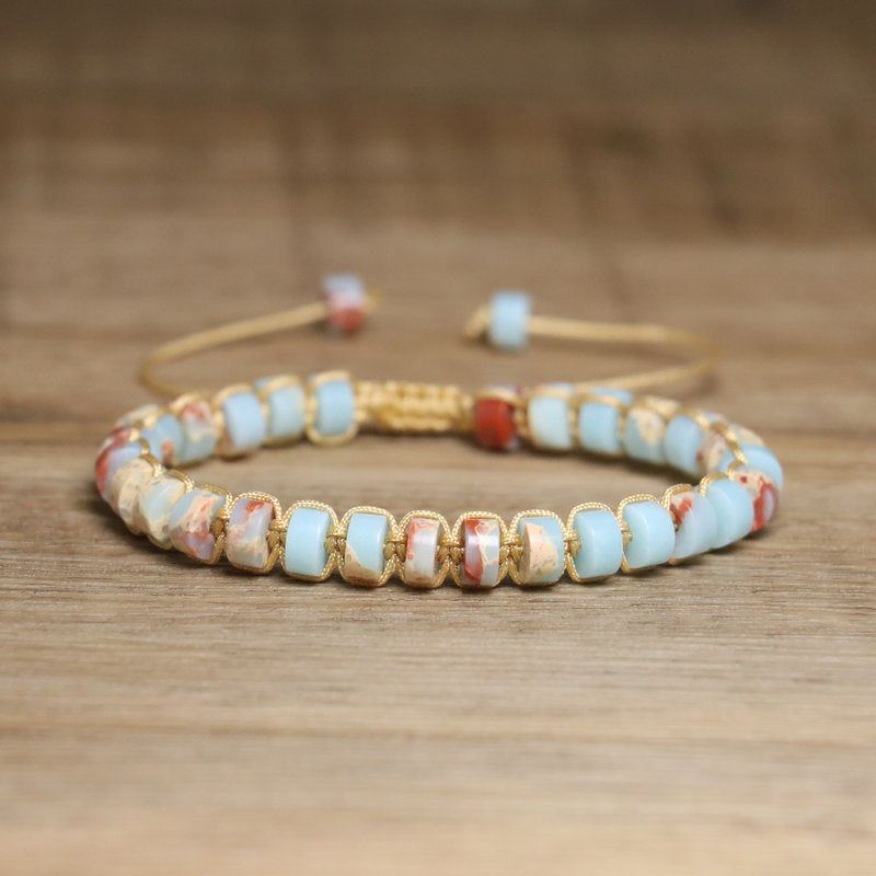 Handmade Agate Circle Bracelet In Bohemian Style For Women, Multicolor Bangle