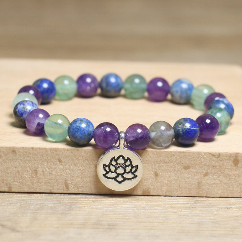 Handmade Lotus Natural Stone Bracelet Bangle For Unisex, Perfect For Yoga