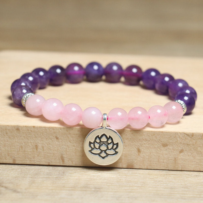 Handmade Lotus Natural Stone Bracelet Bangle For Unisex, Perfect For Yoga