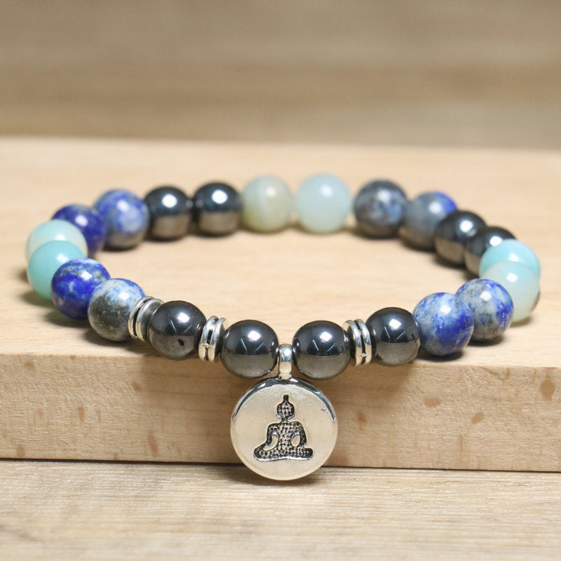 Handmade Lotus Natural Stone Bracelet Bangle For Unisex, Perfect For Yoga
