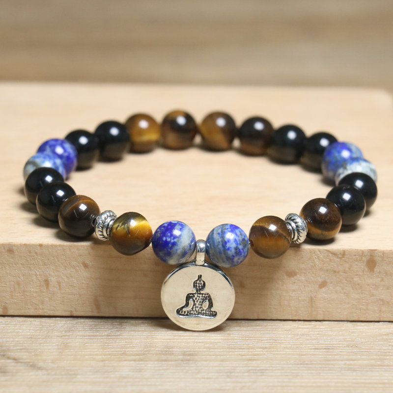 Handmade Lotus Natural Stone Bracelet Bangle For Unisex, Perfect For Yoga