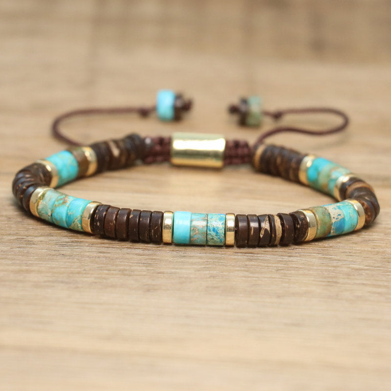 Bohemian Irregular Beading Natural Stone Bracelets For Men, Featuring Natural Stone Inlay Bangle Design