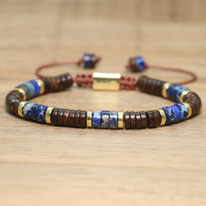 Bohemian Irregular Beading Natural Stone Bracelets For Men, Featuring Natural Stone Inlay Bangle Design