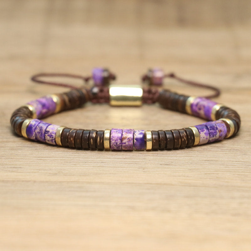 Bohemian Irregular Beading Natural Stone Bracelets For Men, Featuring Natural Stone Inlay Bangle Design