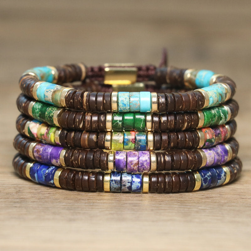 Bohemian Irregular Beading Natural Stone Bracelets For Men, Featuring Natural Stone Inlay Bangle Design