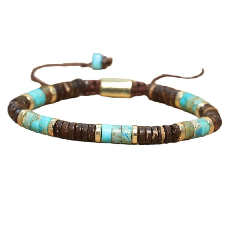 Bohemian Irregular Beading Natural Stone Bracelets For Men, Featuring Natural Stone Inlay Bangle Design