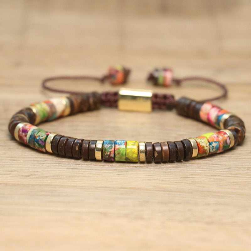 Bohemian Irregular Beading Natural Stone Bracelets For Men, Featuring Natural Stone Inlay Bangle Design