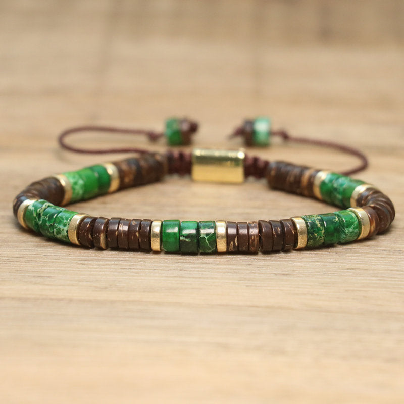 Bohemian Irregular Beading Natural Stone Bracelets For Men, Featuring Natural Stone Inlay Bangle Design
