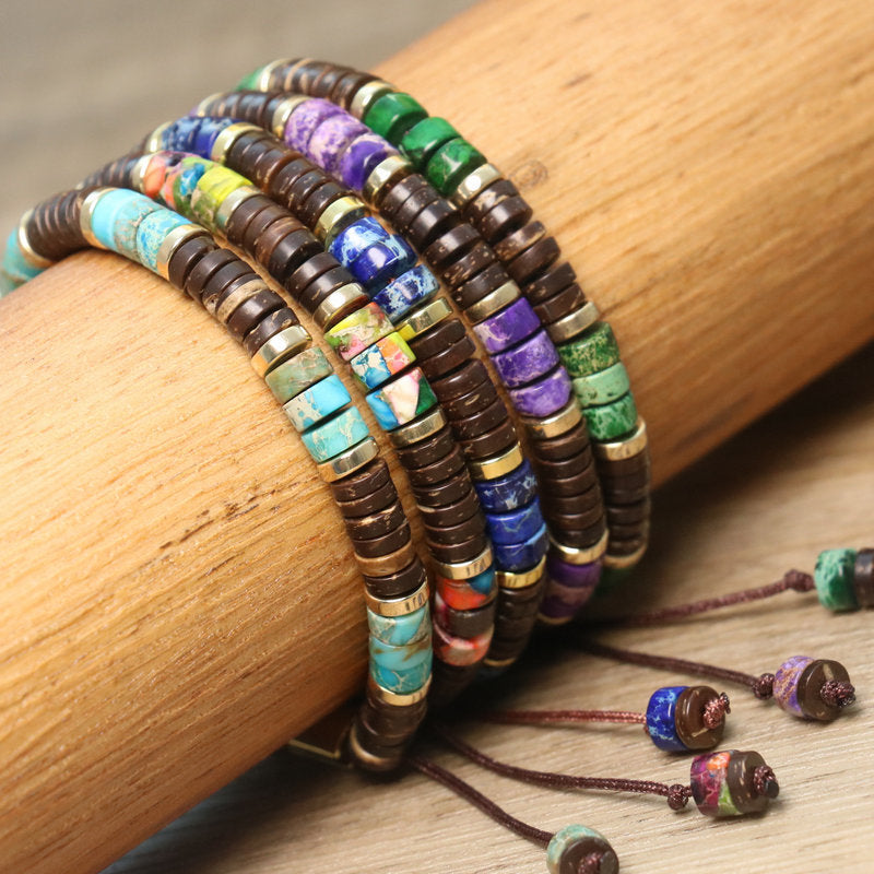 Bohemian Irregular Beading Natural Stone Bracelets For Men, Featuring Natural Stone Inlay Bangle Design