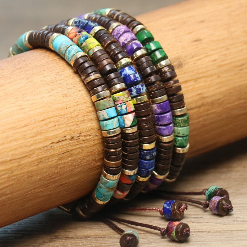 Bohemian Irregular Beading Natural Stone Bracelets For Men, Featuring Natural Stone Inlay Bangle Design