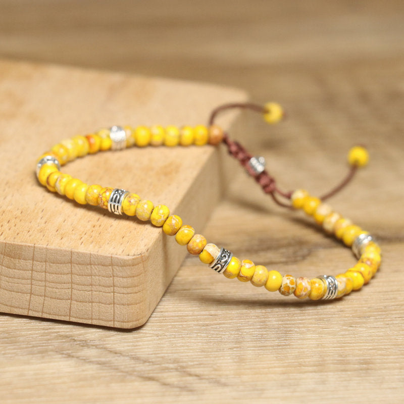 Ethnic Style Ufo Beading Bracelet For Unisex Featuring Natural Stone Inlay