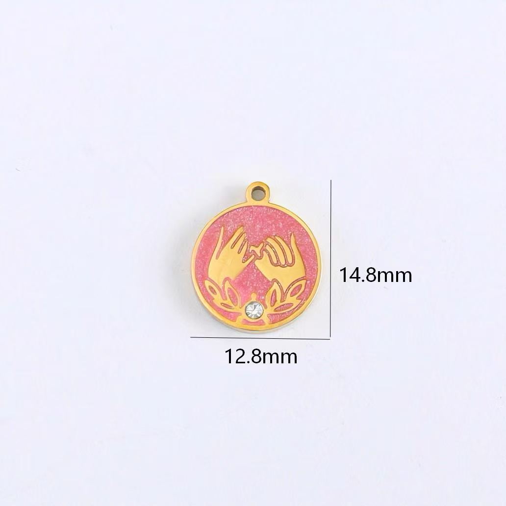 Sweet Heart Shape Hair Accessories Card With 10 PCS 18K Real Gold Plated 304 Stainless Steel Pendants Featuring OT Toggle Clasp