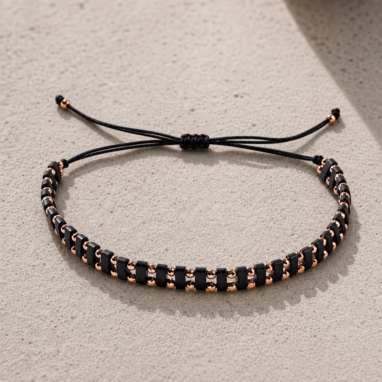 Geometric Simple Style Hematite Beading Drawstring Bracelet For Women With Rope Chain