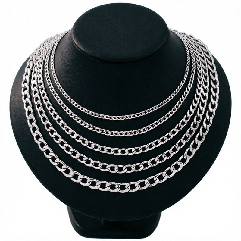 Geometric Cuban Chain Link Necklace For Men In Hip-Hop Style, Real Gold Plated Titanium Steel With 304 Stainless Steel Pendant
