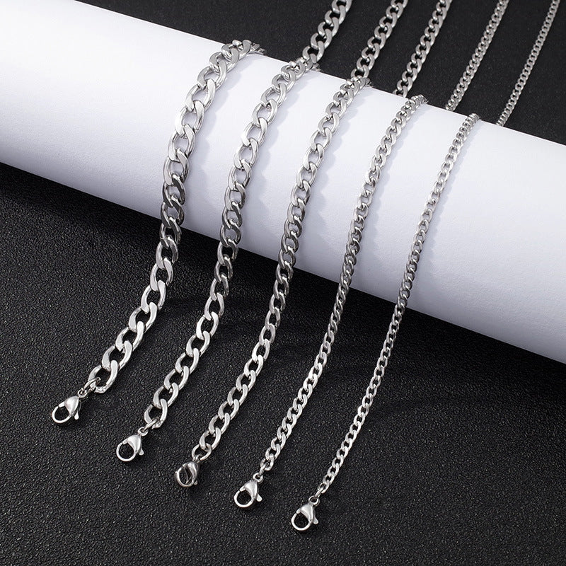 Geometric Cuban Chain Link Necklace For Men In Hip-Hop Style, Real Gold Plated Titanium Steel With 304 Stainless Steel Pendant