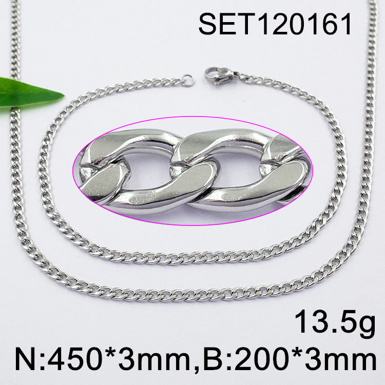 Geometric Cuban Chain Link Necklace For Men In Hip-Hop Style, Real Gold Plated Titanium Steel With 304 Stainless Steel Pendant