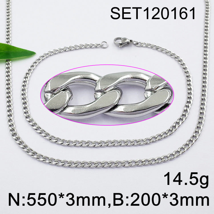Geometric Cuban Chain Link Necklace For Men In Hip-Hop Style, Real Gold Plated Titanium Steel With 304 Stainless Steel Pendant