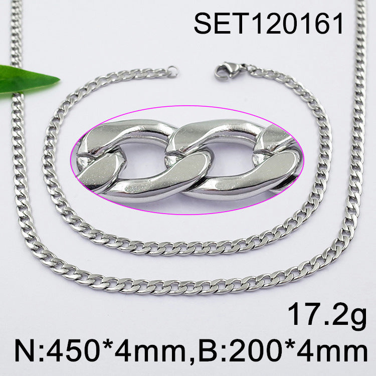 Geometric Cuban Chain Link Necklace For Men In Hip-Hop Style, Real Gold Plated Titanium Steel With 304 Stainless Steel Pendant