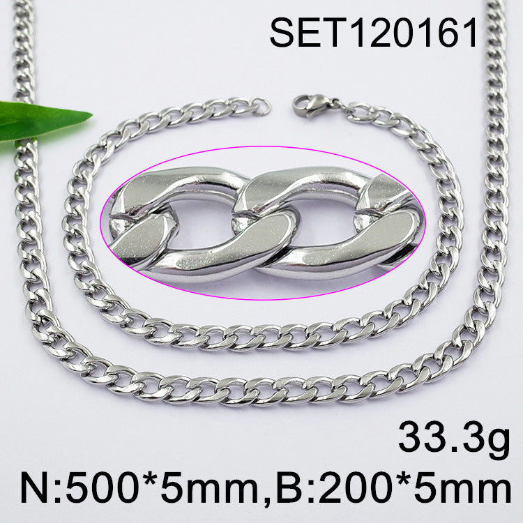 Geometric Cuban Chain Link Necklace For Men In Hip-Hop Style, Real Gold Plated Titanium Steel With 304 Stainless Steel Pendant