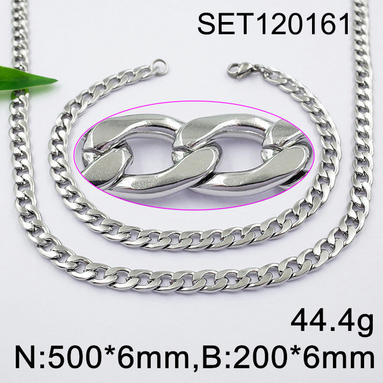 Geometric Cuban Chain Link Necklace For Men In Hip-Hop Style, Real Gold Plated Titanium Steel With 304 Stainless Steel Pendant