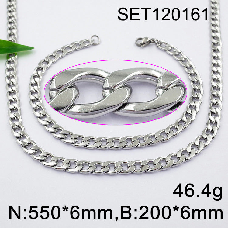 Geometric Cuban Chain Link Necklace For Men In Hip-Hop Style, Real Gold Plated Titanium Steel With 304 Stainless Steel Pendant