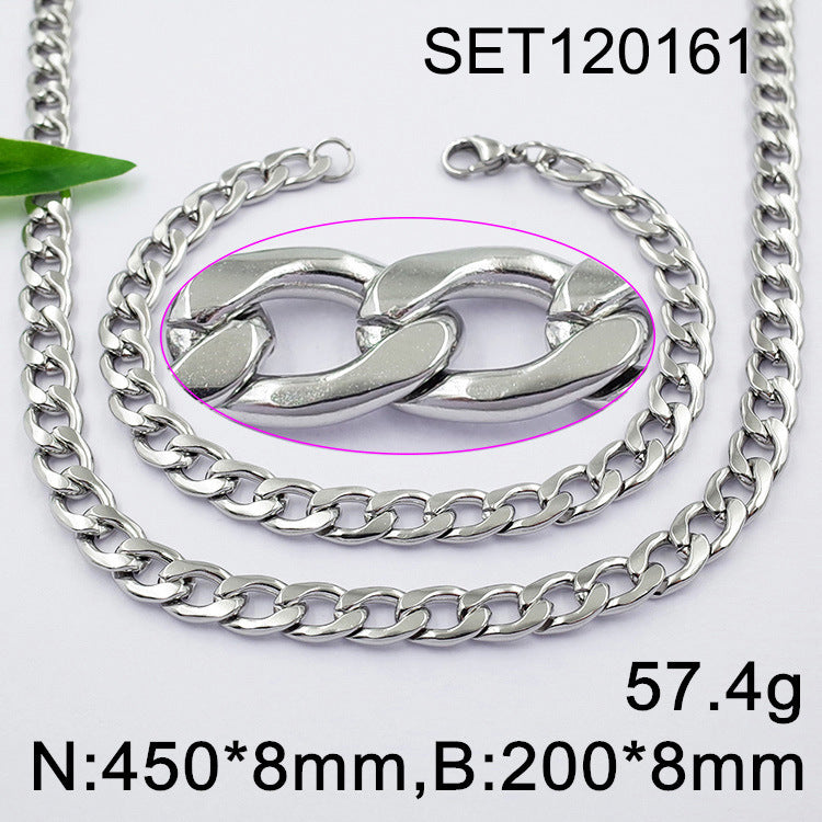 Geometric Cuban Chain Link Necklace For Men In Hip-Hop Style, Real Gold Plated Titanium Steel With 304 Stainless Steel Pendant