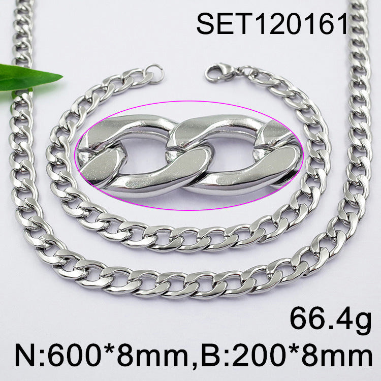 Geometric Cuban Chain Link Necklace For Men In Hip-Hop Style, Real Gold Plated Titanium Steel With 304 Stainless Steel Pendant