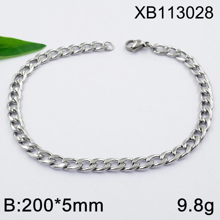 Geometric Cuban Chain Link Necklace For Men In Hip-Hop Style, Real Gold Plated Titanium Steel With 304 Stainless Steel Pendant