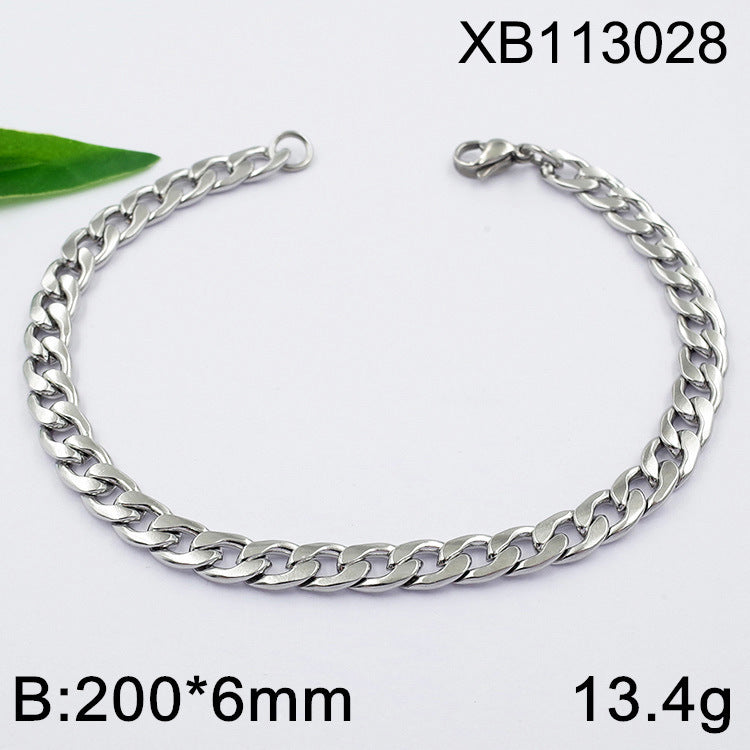 Geometric Cuban Chain Link Necklace For Men In Hip-Hop Style, Real Gold Plated Titanium Steel With 304 Stainless Steel Pendant