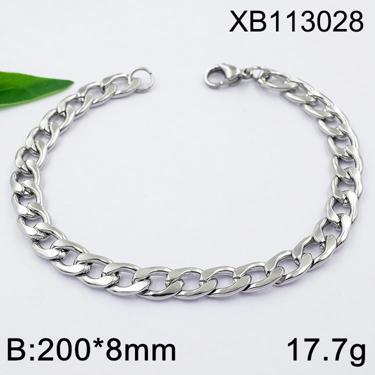 Geometric Cuban Chain Link Necklace For Men In Hip-Hop Style, Real Gold Plated Titanium Steel With 304 Stainless Steel Pendant