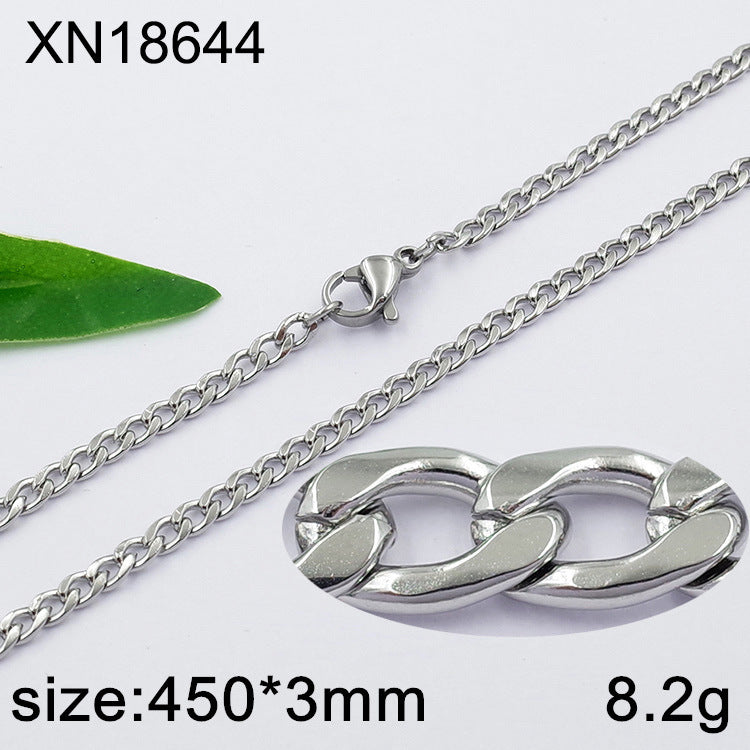 Geometric Cuban Chain Link Necklace For Men In Hip-Hop Style, Real Gold Plated Titanium Steel With 304 Stainless Steel Pendant