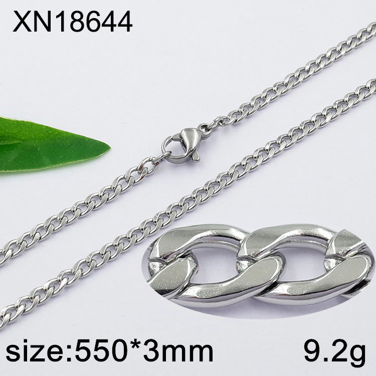 Geometric Cuban Chain Link Necklace For Men In Hip-Hop Style, Real Gold Plated Titanium Steel With 304 Stainless Steel Pendant