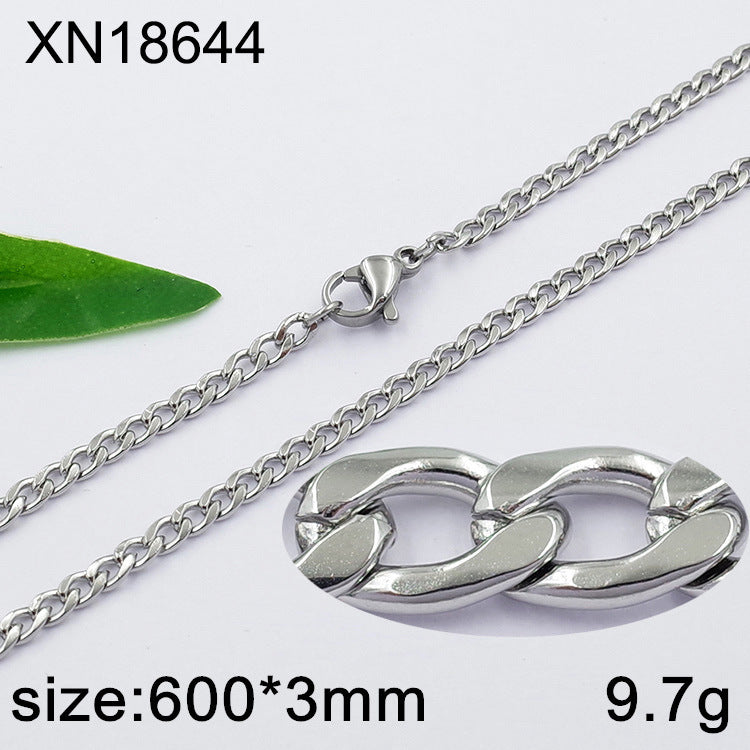 Geometric Cuban Chain Link Necklace For Men In Hip-Hop Style, Real Gold Plated Titanium Steel With 304 Stainless Steel Pendant